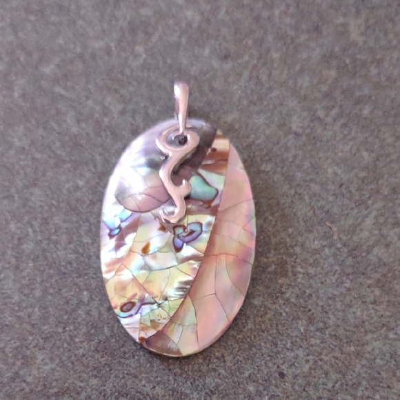 Sterling Silver Abalone and Mother of Pearl Pendant - Picture 1 of 5